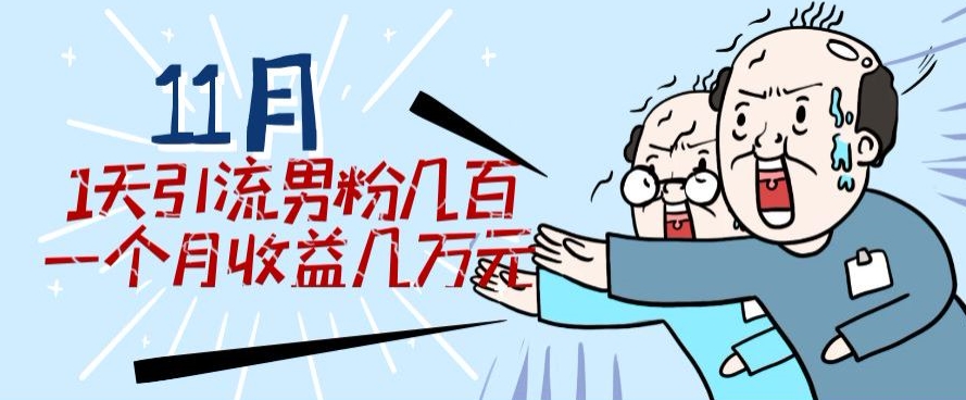 11月最新每天引流男粉300+一个月收益几万元