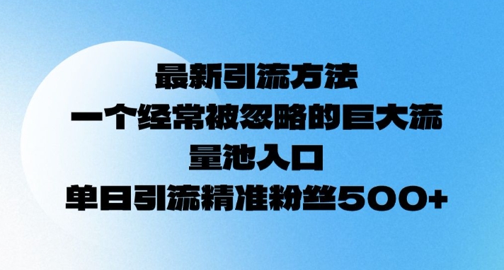 最新引流方法，一个经常被忽略的巨大流量池入口，单日精准引流粉丝500